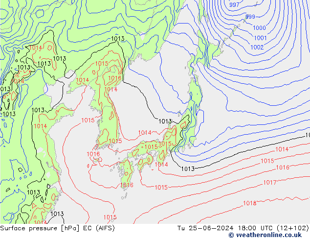 приземное давление EC (AIFS) вт 25.06.2024 18 UTC