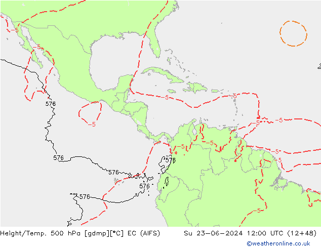 Height/Temp. 500 hPa EC (AIFS) Su 23.06.2024 12 UTC