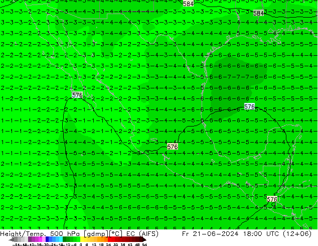 Géop./Temp. 500 hPa EC (AIFS) ven 21.06.2024 18 UTC