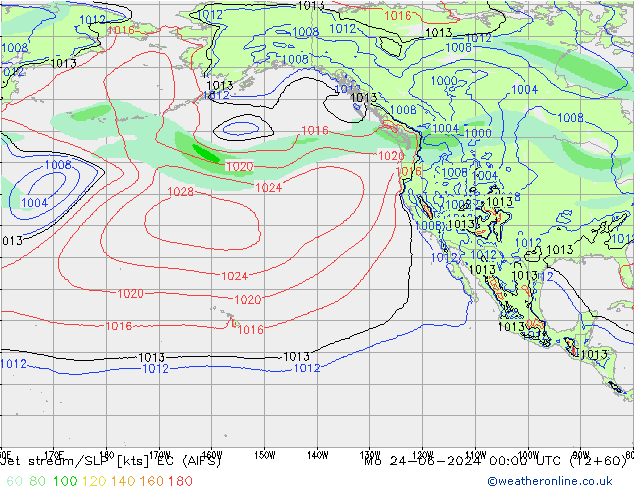 Jet stream/SLP EC (AIFS) Mo 24.06.2024 00 UTC