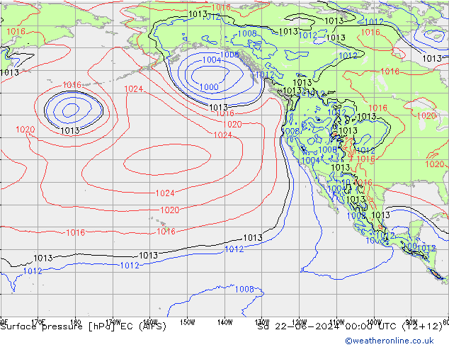 Atmosférický tlak EC (AIFS) So 22.06.2024 00 UTC
