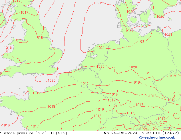 Surface pressure EC (AIFS) Mo 24.06.2024 12 UTC