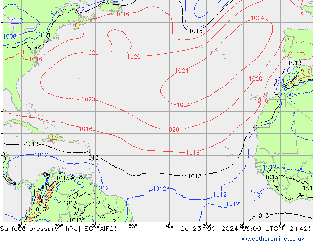 приземное давление EC (AIFS) Вс 23.06.2024 06 UTC