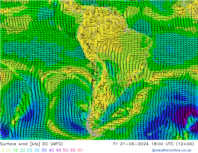 Surface wind EC (AIFS) Fr 21.06.2024 18 UTC