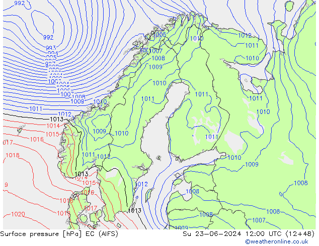 Luchtdruk (Grond) EC (AIFS) zo 23.06.2024 12 UTC