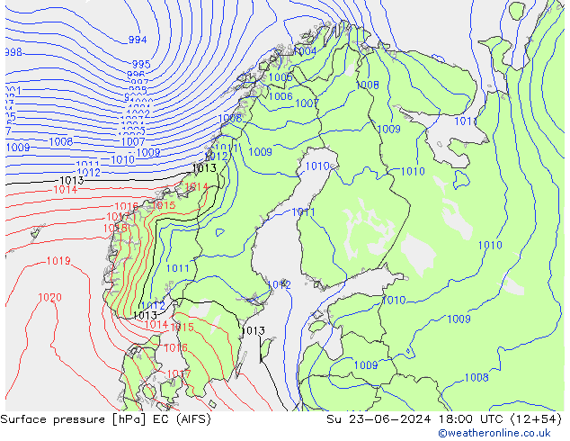 ciśnienie EC (AIFS) nie. 23.06.2024 18 UTC