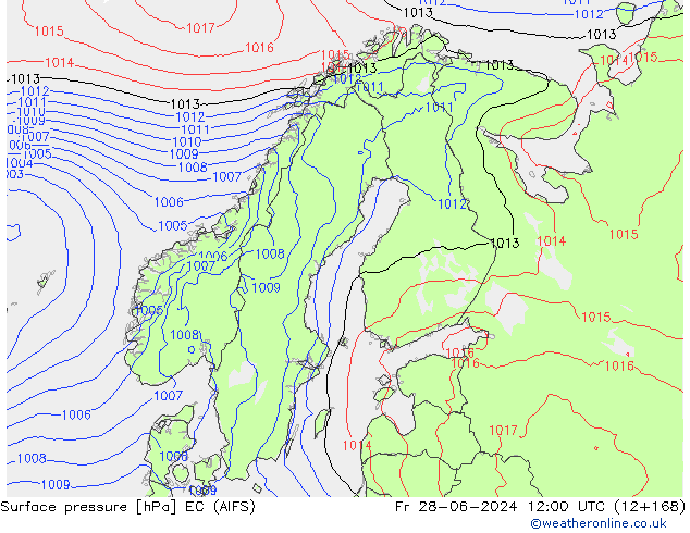 ciśnienie EC (AIFS) pt. 28.06.2024 12 UTC