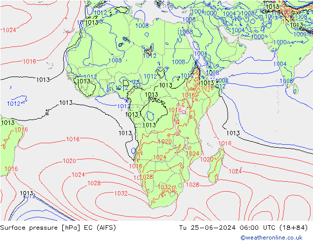 Surface pressure EC (AIFS) Tu 25.06.2024 06 UTC