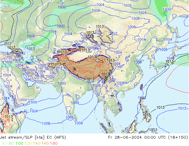 Corriente en chorro EC (AIFS) vie 28.06.2024 00 UTC