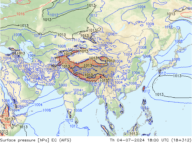 Surface pressure EC (AIFS) Th 04.07.2024 18 UTC