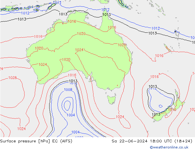 Yer basıncı EC (AIFS) Cts 22.06.2024 18 UTC