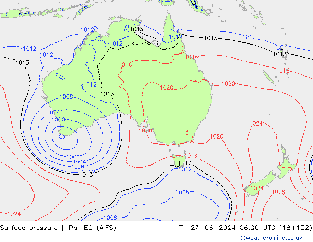 Luchtdruk (Grond) EC (AIFS) do 27.06.2024 06 UTC