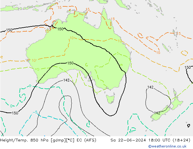 Height/Temp. 850 hPa EC (AIFS) Sa 22.06.2024 18 UTC