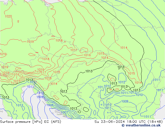pressão do solo EC (AIFS) Dom 23.06.2024 18 UTC