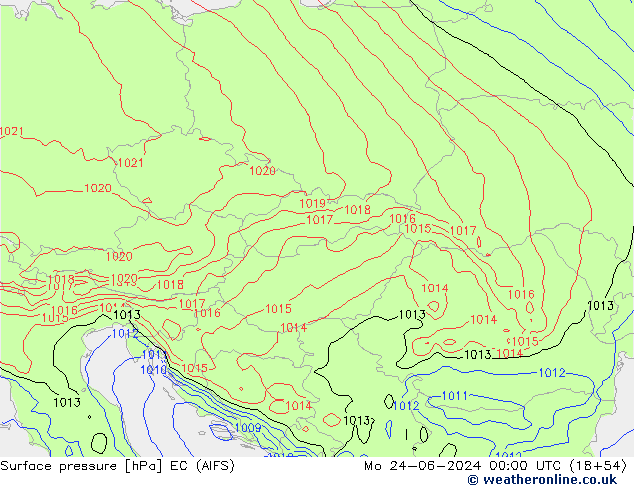 Surface pressure EC (AIFS) Mo 24.06.2024 00 UTC