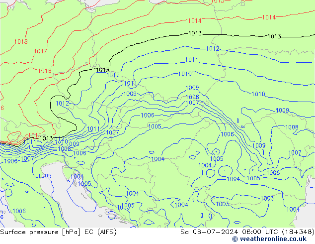 Surface pressure EC (AIFS) Sa 06.07.2024 06 UTC