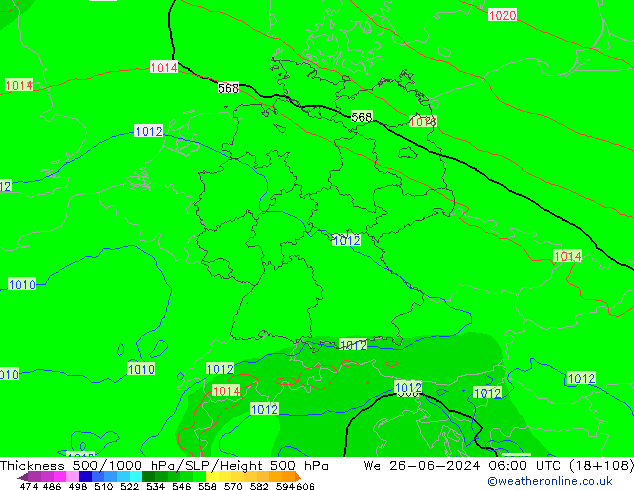 Dikte 500-1000hPa EC (AIFS) wo 26.06.2024 06 UTC