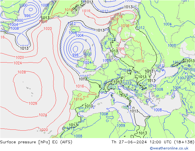 Yer basıncı EC (AIFS) Per 27.06.2024 12 UTC