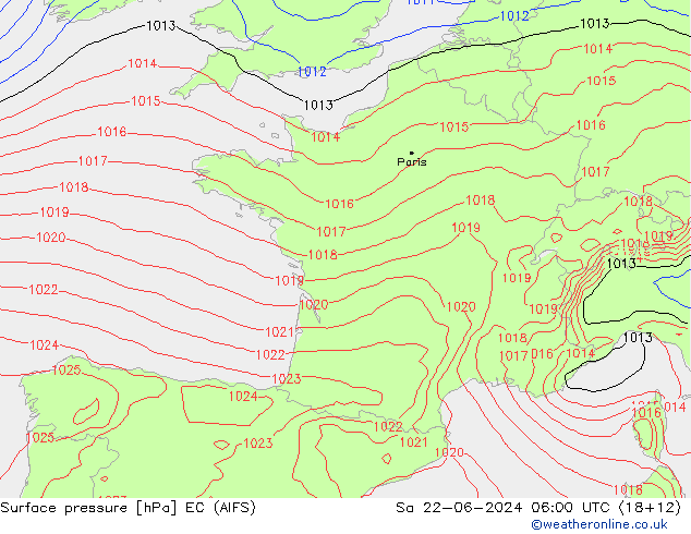 Luchtdruk (Grond) EC (AIFS) za 22.06.2024 06 UTC