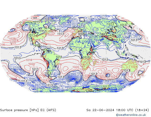 Pressione al suolo EC (AIFS) sab 22.06.2024 18 UTC