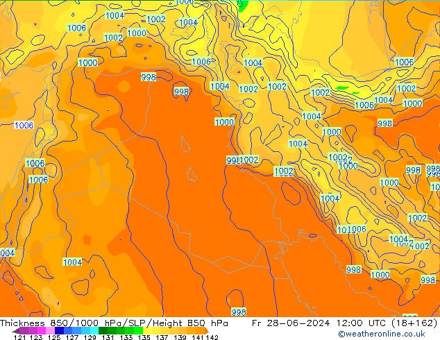 Schichtdicke 850-1000 hPa EC (AIFS) Fr 28.06.2024 12 UTC