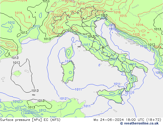 pressão do solo EC (AIFS) Seg 24.06.2024 18 UTC