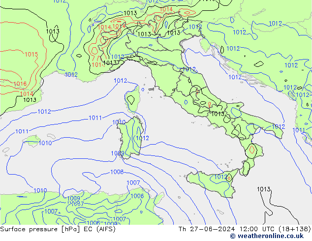 Luchtdruk (Grond) EC (AIFS) do 27.06.2024 12 UTC