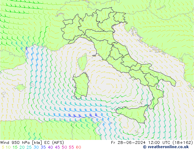 Wind 950 hPa EC (AIFS) Fr 28.06.2024 12 UTC