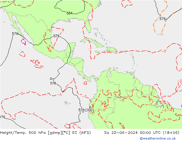 Height/Temp. 500 hPa EC (AIFS) Sa 22.06.2024 00 UTC