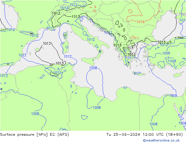 приземное давление EC (AIFS) вт 25.06.2024 12 UTC