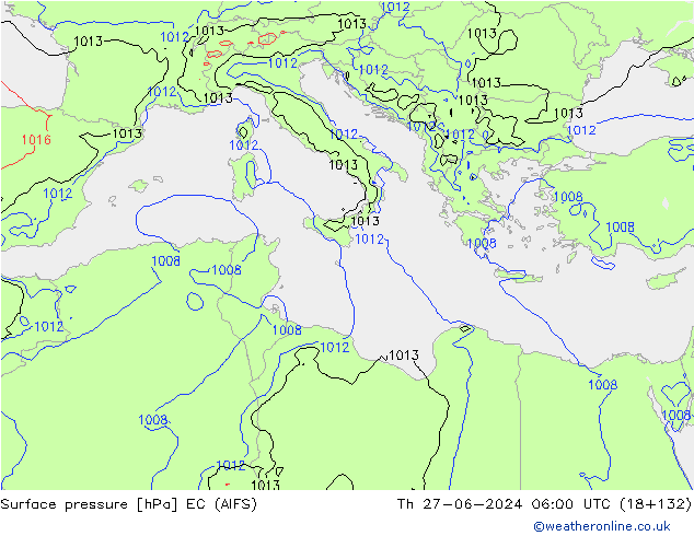 приземное давление EC (AIFS) чт 27.06.2024 06 UTC