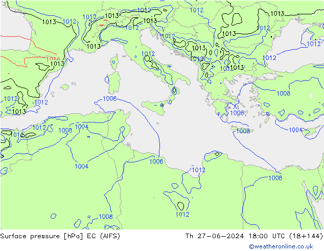 pressão do solo EC (AIFS) Qui 27.06.2024 18 UTC