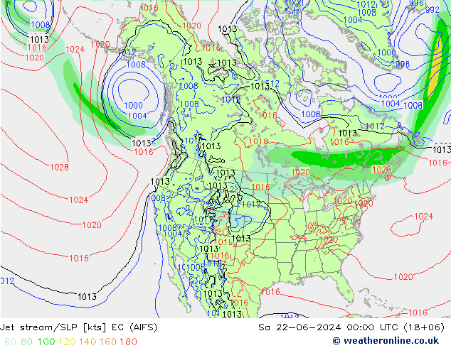 Jet Akımları/SLP EC (AIFS) Cts 22.06.2024 00 UTC