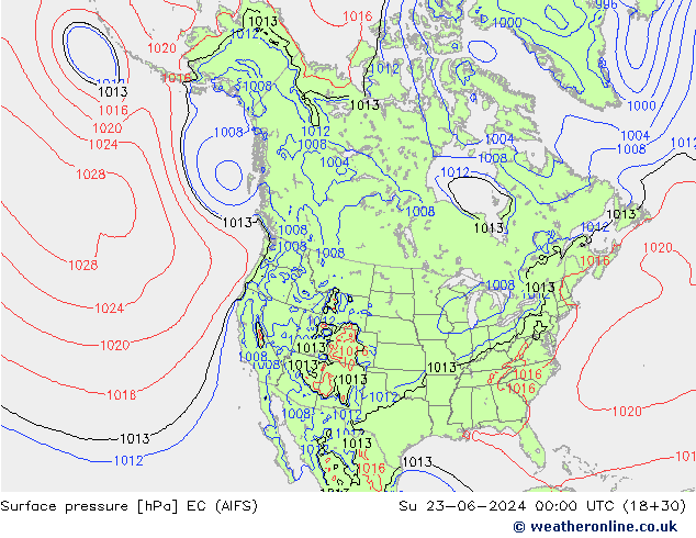 pression de l'air EC (AIFS) dim 23.06.2024 00 UTC