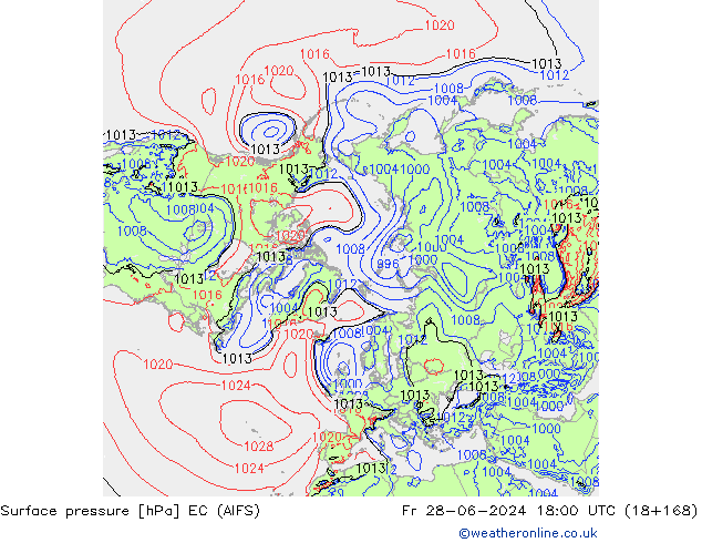 Surface pressure EC (AIFS) Fr 28.06.2024 18 UTC