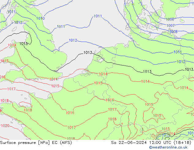 ciśnienie EC (AIFS) so. 22.06.2024 12 UTC