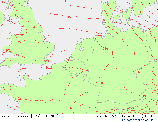 Surface pressure EC (AIFS) Su 23.06.2024 12 UTC