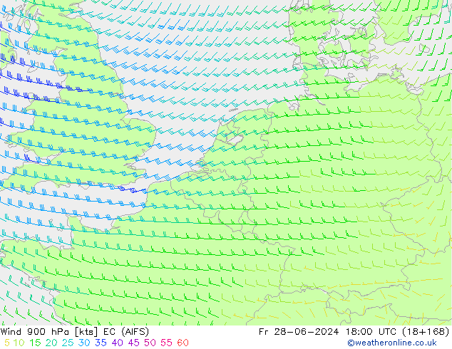 Wind 900 hPa EC (AIFS) Fr 28.06.2024 18 UTC