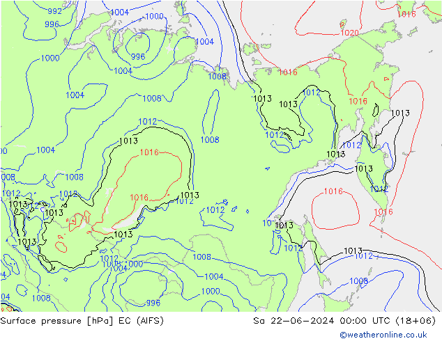Pressione al suolo EC (AIFS) sab 22.06.2024 00 UTC