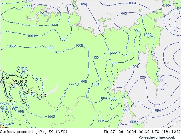 Luchtdruk (Grond) EC (AIFS) do 27.06.2024 00 UTC