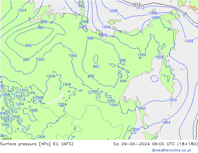 pressão do solo EC (AIFS) Sáb 29.06.2024 06 UTC