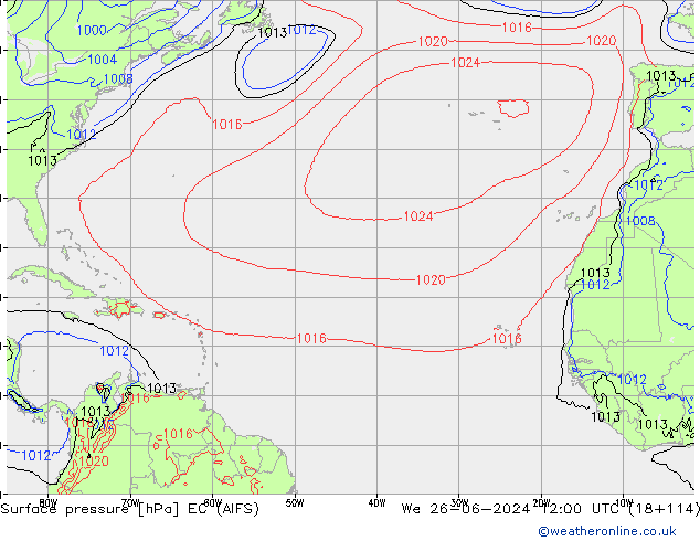 Atmosférický tlak EC (AIFS) St 26.06.2024 12 UTC