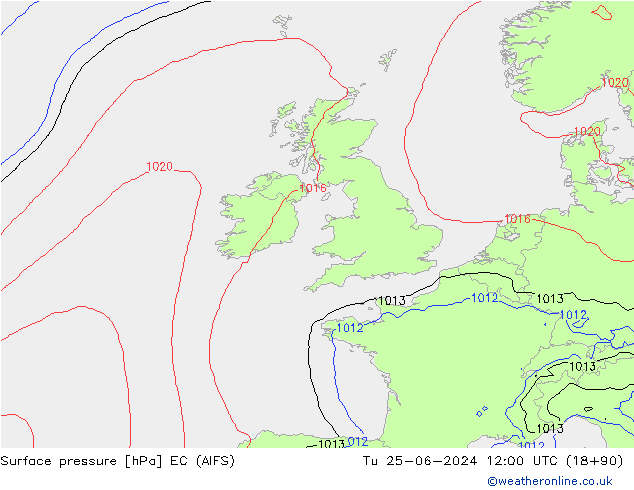 Presión superficial EC (AIFS) mar 25.06.2024 12 UTC