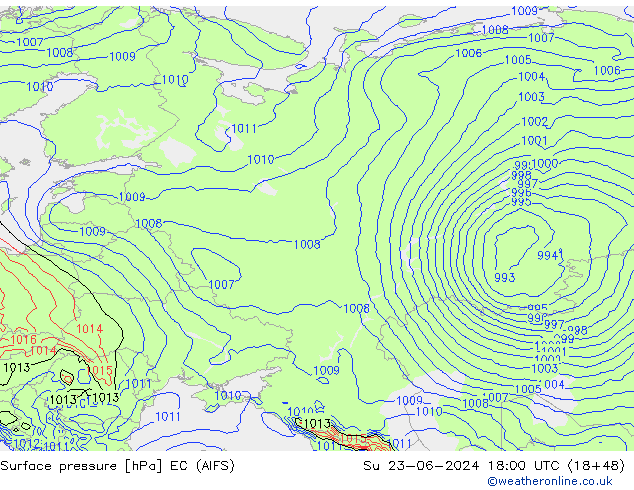 Yer basıncı EC (AIFS) Paz 23.06.2024 18 UTC