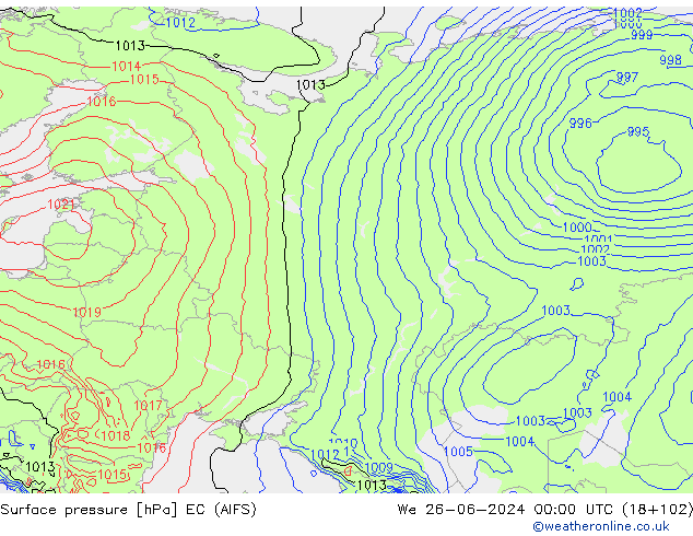 приземное давление EC (AIFS) ср 26.06.2024 00 UTC