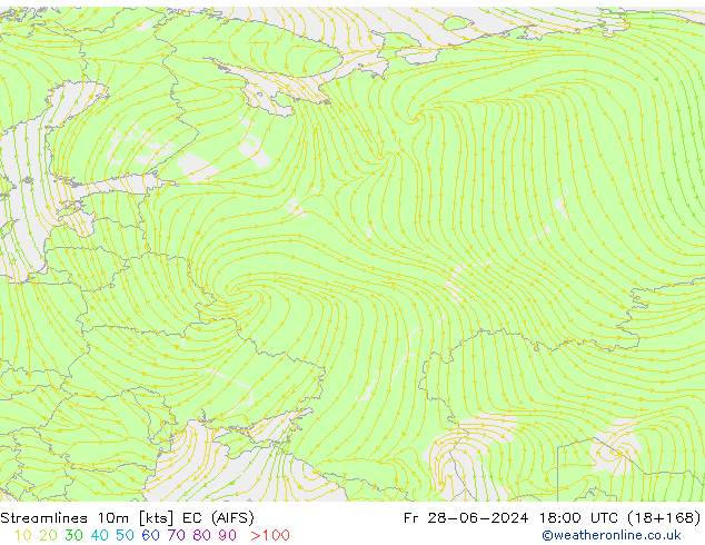 Linea di flusso 10m EC (AIFS) ven 28.06.2024 18 UTC