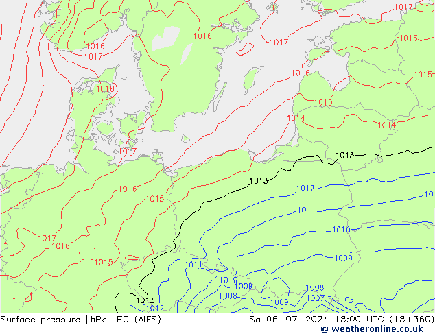 pression de l'air EC (AIFS) sam 06.07.2024 18 UTC