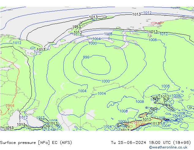 Yer basıncı EC (AIFS) Sa 25.06.2024 18 UTC