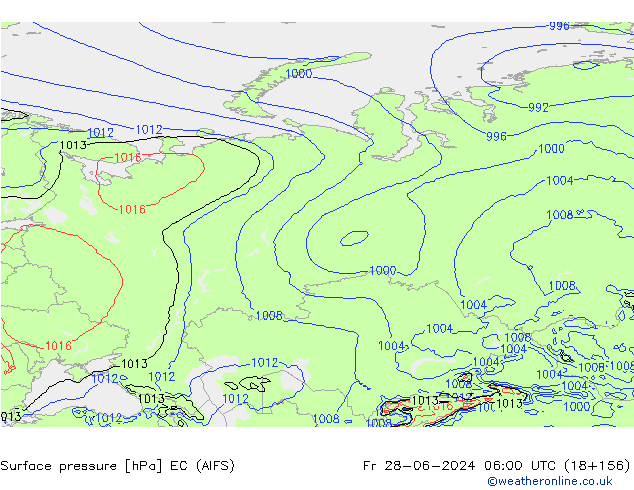 Surface pressure EC (AIFS) Fr 28.06.2024 06 UTC