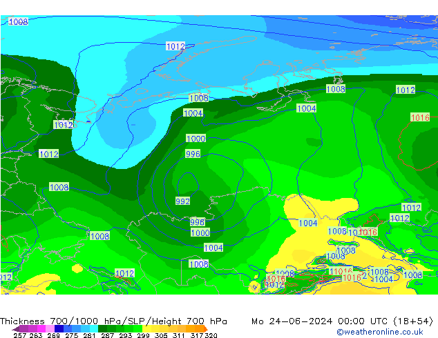 Thck 700-1000 hPa EC (AIFS) Seg 24.06.2024 00 UTC